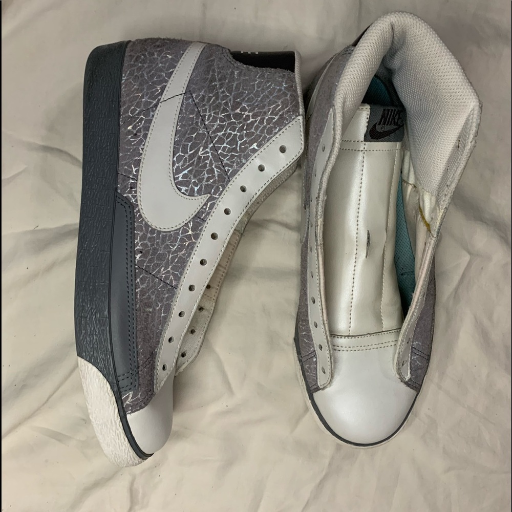 Mens Gray and Iridescent Nike Blazers